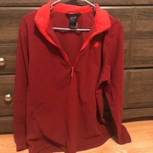 Red North Face Quarter Zip Jacket